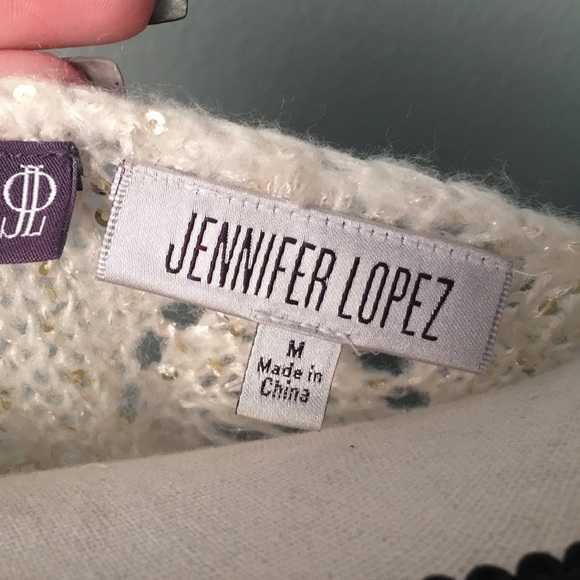 Jennifer Lopez Cream Sequin Sweater - Picture 4 of 6